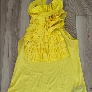 Ralph Lauren Purple Label Vibrant Yellow Ruffle Blouse